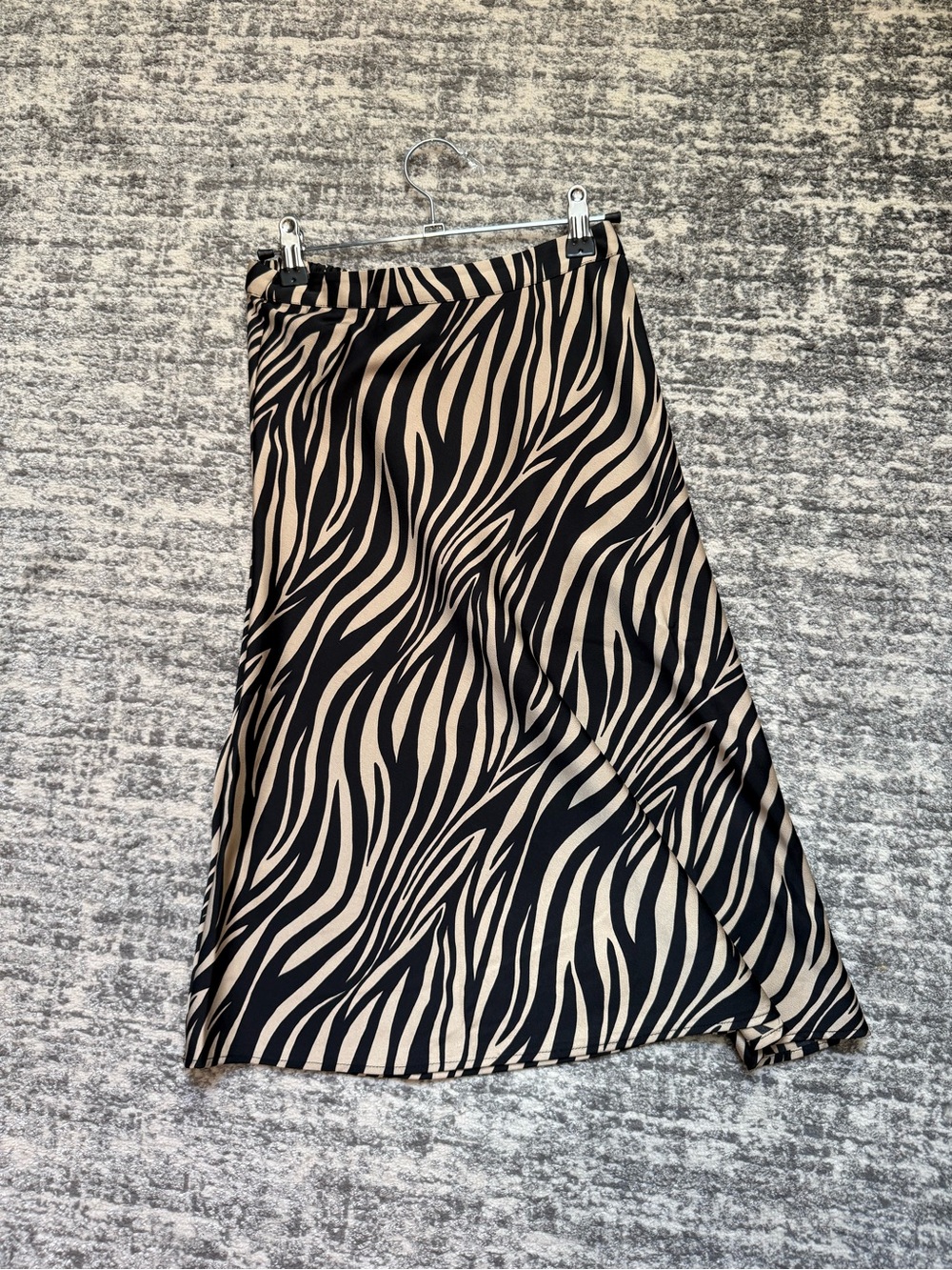 J. Crew Beige and Black Zebra-Print Midi Skirt